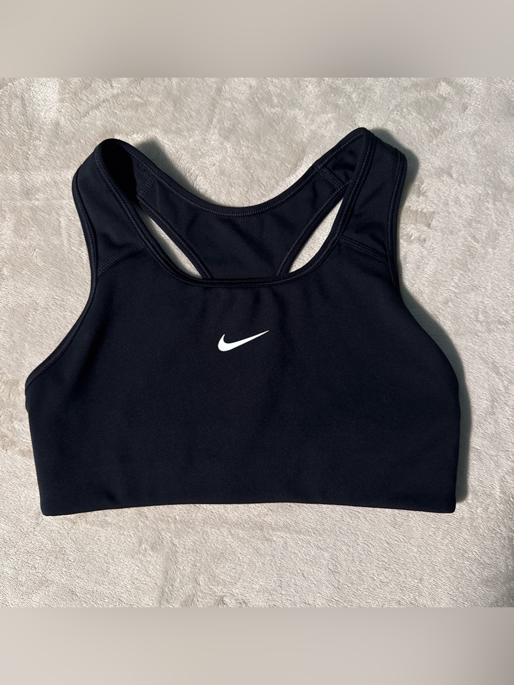 Nike Black Sports Bra with White Swoosh Logo